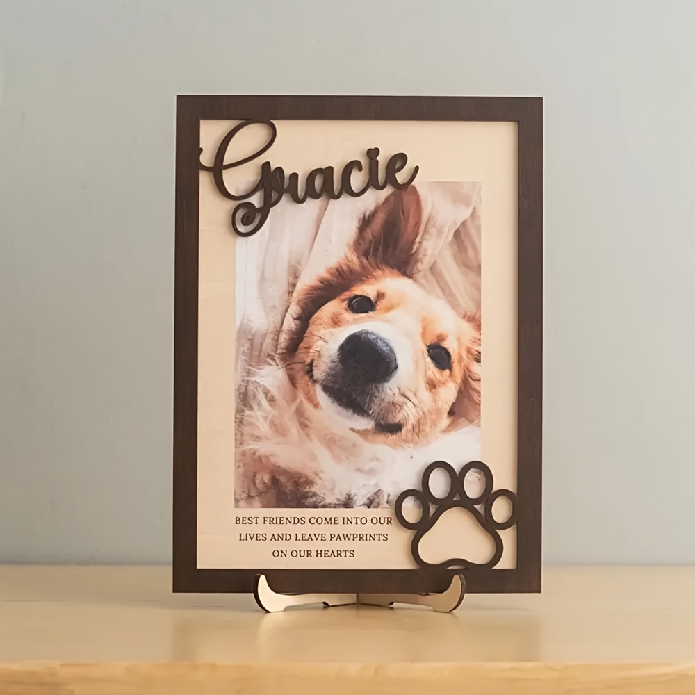 Photography Date - Porta-Retrato de Madeira Personalizável para Pets