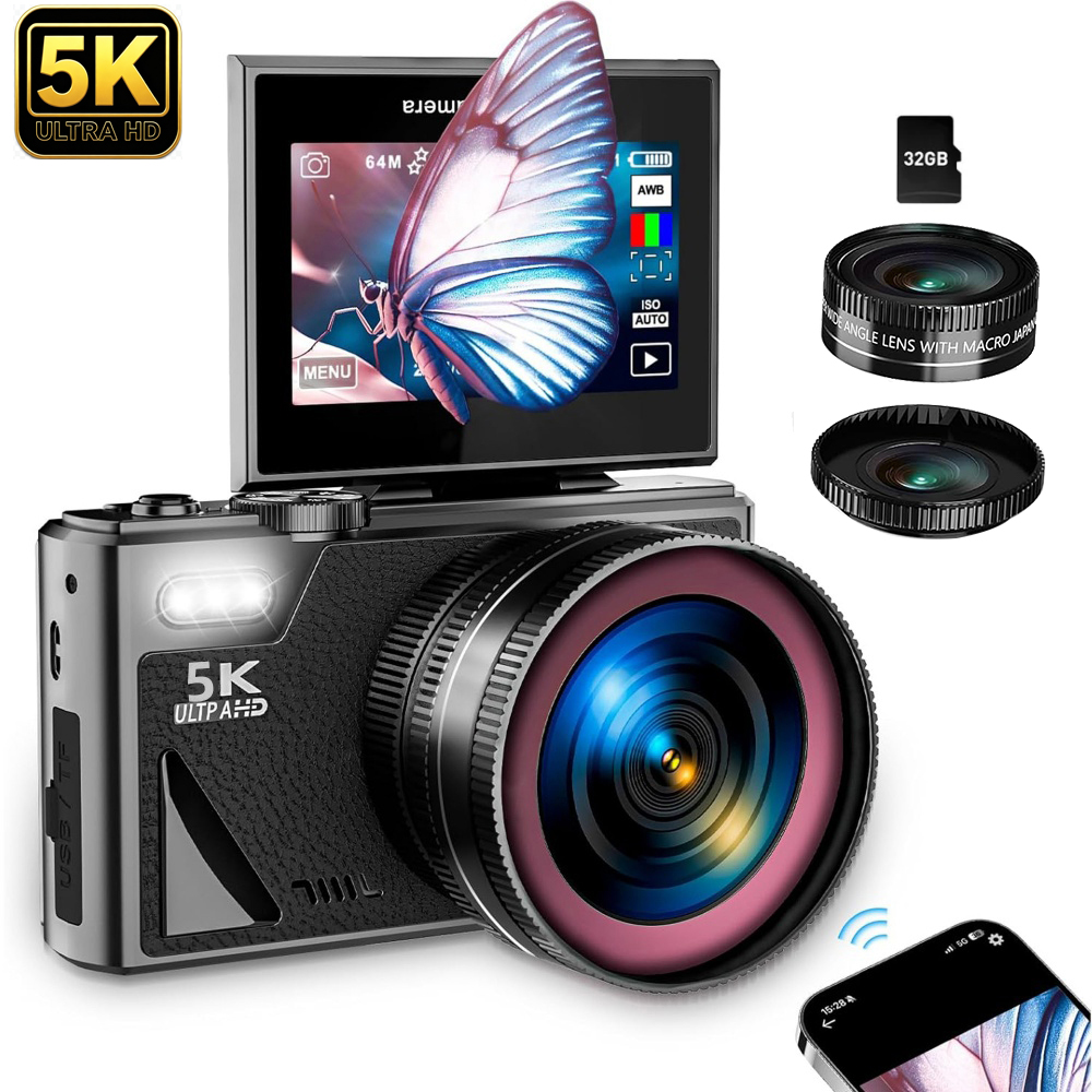 Photography Nature Images - Câmera Digital Wi-Fi 5K para Estudantes