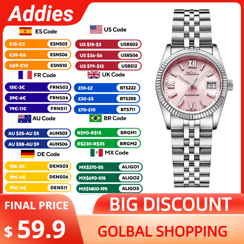 Intervalometer Timer - Addies relógio feminino de luxo, cristal