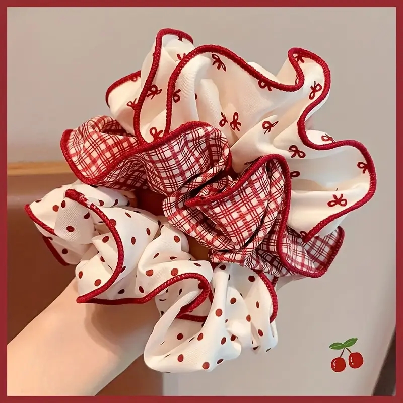 3 Peças de Scrunchies Xadrez c - Photography Of The Year avaliação e preço