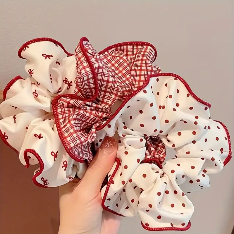 3 Peças de Scrunchies Xadrez c - Photography Of The Year avaliação e preço